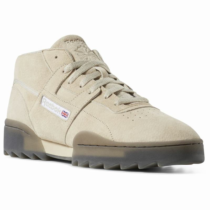 Tenisi Reebok Workout Clean Mid Ripple Barbati Bej/Negrii Romania XS1869LJ